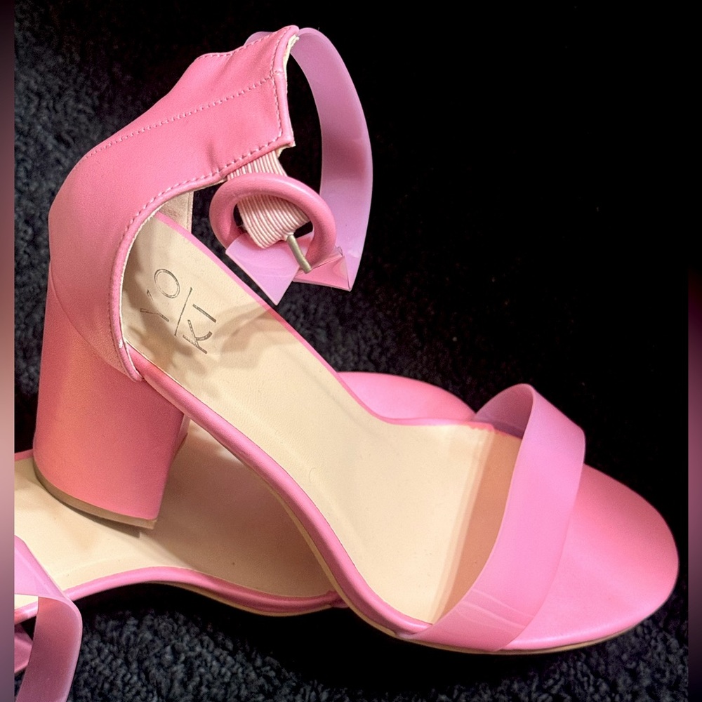 Pink block heels
